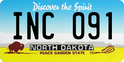 ND license plate INC091