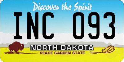 ND license plate INC093