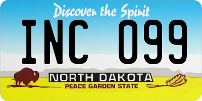 ND license plate INC099