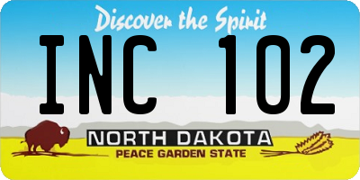 ND license plate INC102