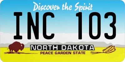 ND license plate INC103