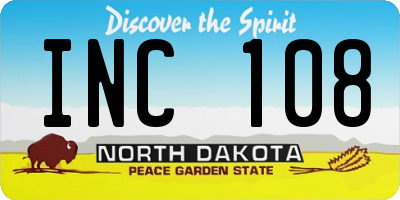 ND license plate INC108