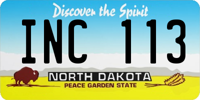 ND license plate INC113
