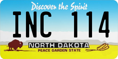 ND license plate INC114