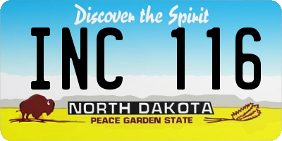 ND license plate INC116