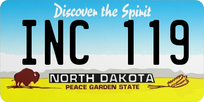 ND license plate INC119
