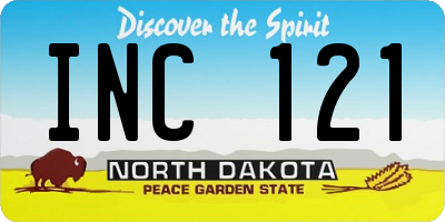 ND license plate INC121