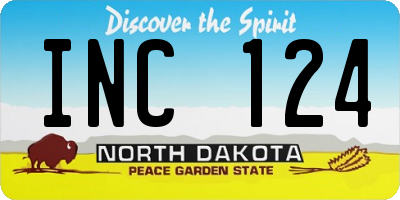 ND license plate INC124