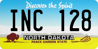 ND license plate INC128