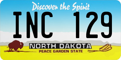 ND license plate INC129