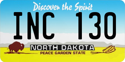 ND license plate INC130
