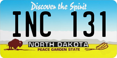 ND license plate INC131