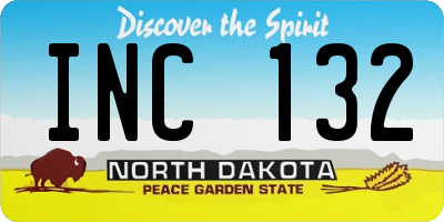 ND license plate INC132