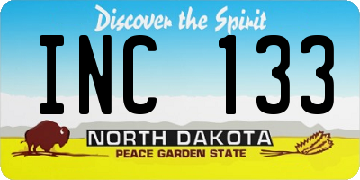 ND license plate INC133