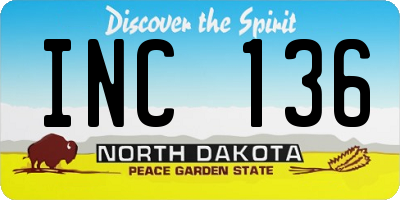 ND license plate INC136