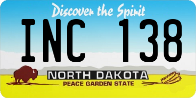 ND license plate INC138