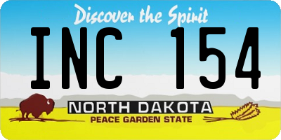 ND license plate INC154