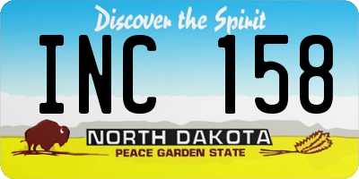 ND license plate INC158