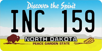 ND license plate INC159