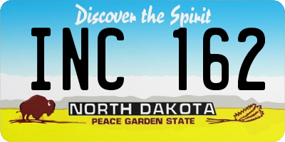 ND license plate INC162
