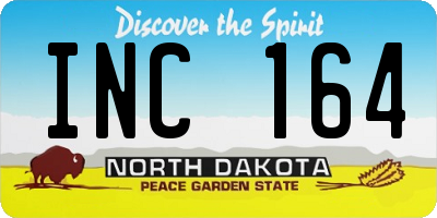 ND license plate INC164