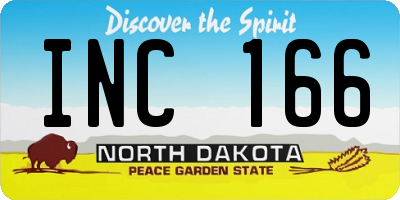 ND license plate INC166