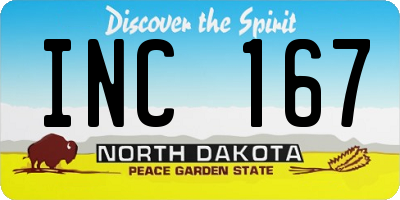 ND license plate INC167