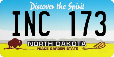 ND license plate INC173