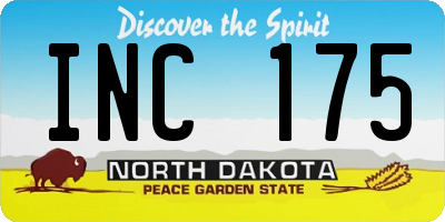 ND license plate INC175