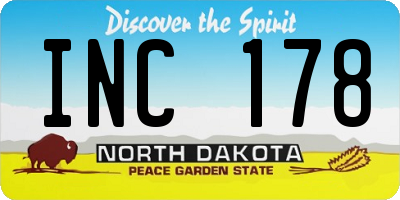 ND license plate INC178