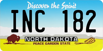 ND license plate INC182