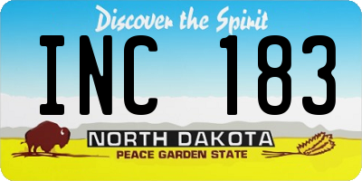 ND license plate INC183