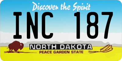 ND license plate INC187