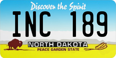 ND license plate INC189