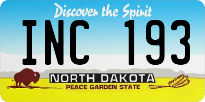 ND license plate INC193