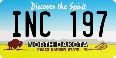 ND license plate INC197