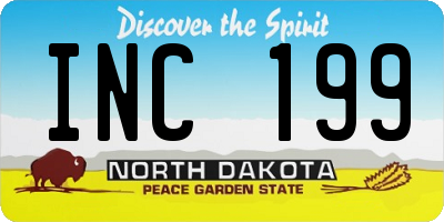 ND license plate INC199