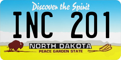 ND license plate INC201