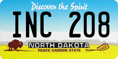 ND license plate INC208