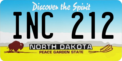 ND license plate INC212