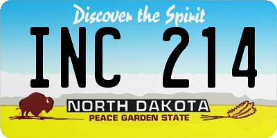 ND license plate INC214