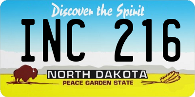 ND license plate INC216