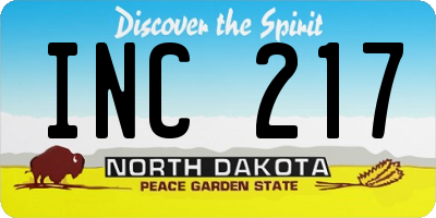 ND license plate INC217