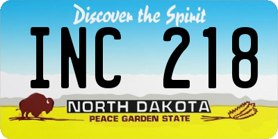 ND license plate INC218