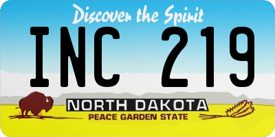 ND license plate INC219