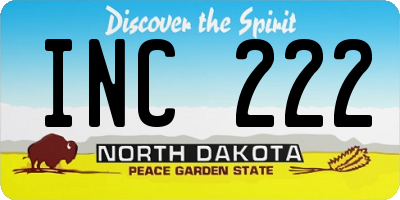 ND license plate INC222
