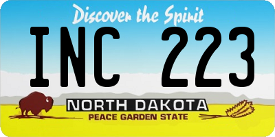 ND license plate INC223