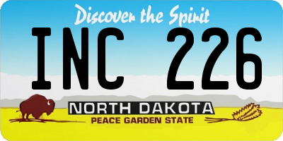 ND license plate INC226