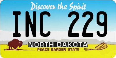 ND license plate INC229
