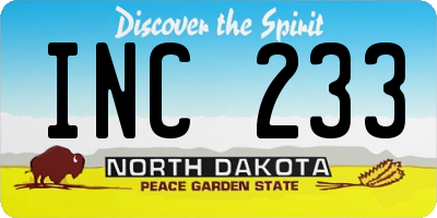 ND license plate INC233